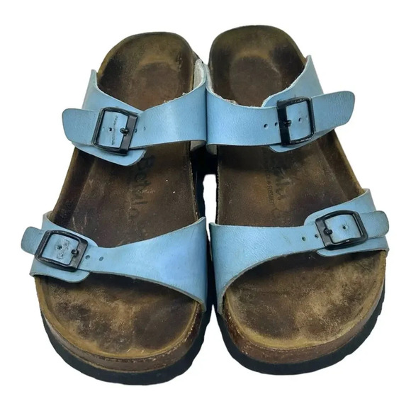 Betula Original Birkenstock 240 Light Blue Leather‎ Slide Sandals Size 37 US 6 - Picture 2 of 7